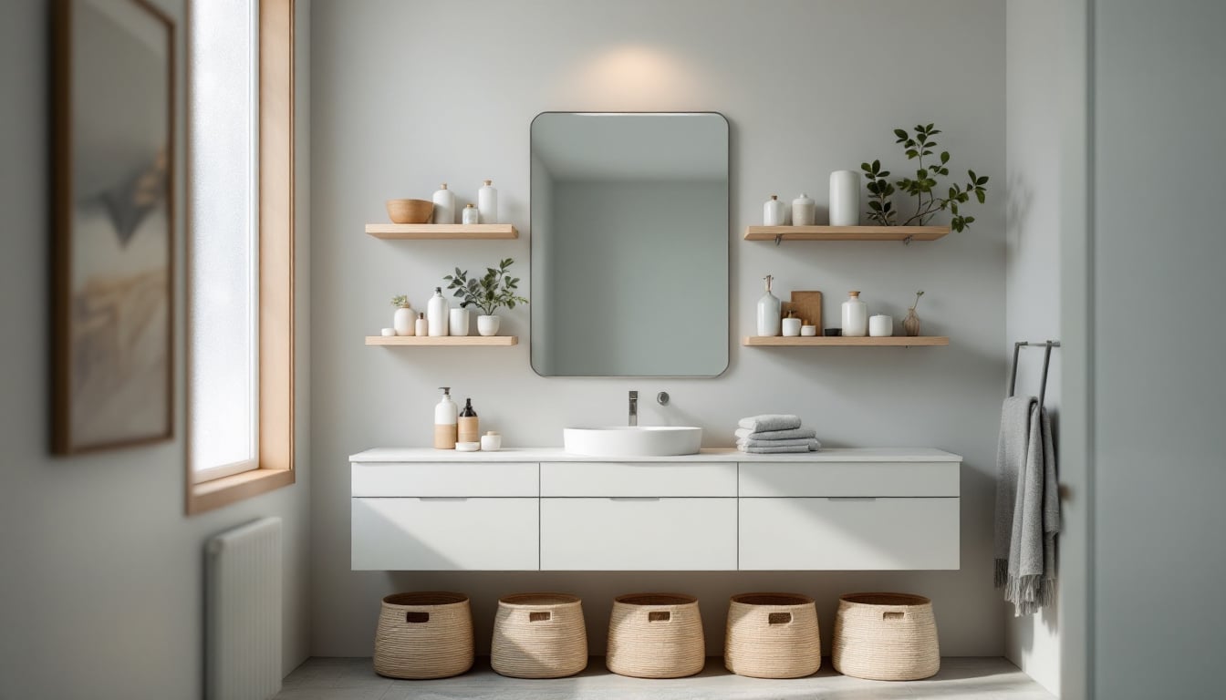 Clever storage solutions for small bathrooms to reduce clutter and maintain a serene atmosphere